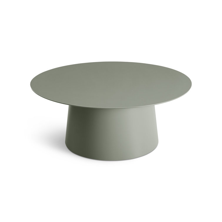 Gray Green Metal Outdoor Circular Coffee Table