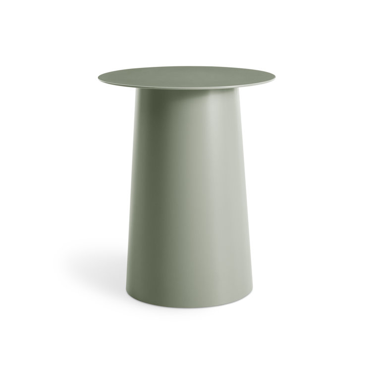 Gray Green Metal Tall Side Table, 21" Height