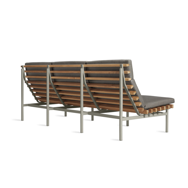 Riviera Elegance 88'' Matte White and Charcoal Teak Outdoor Sofa