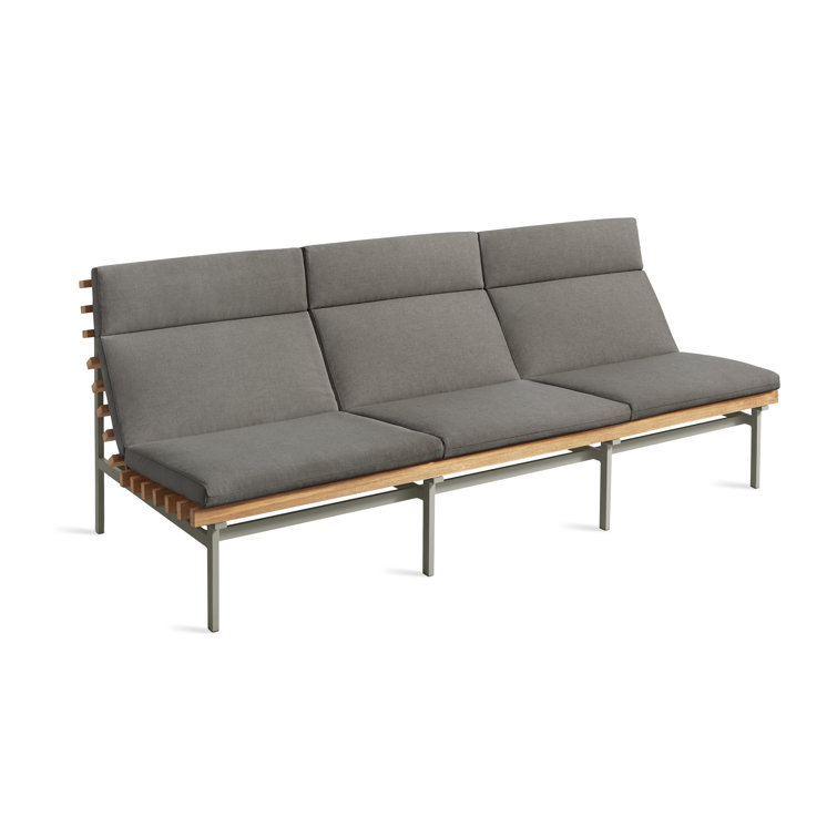 Riviera Elegance 88'' Matte White and Charcoal Teak Outdoor Sofa