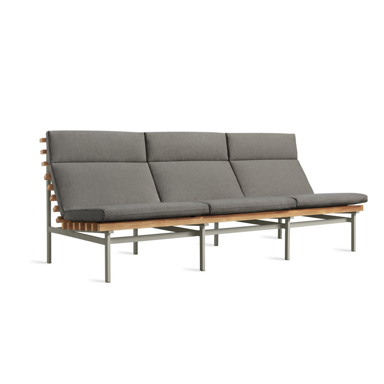 Riviera Elegance 88'' Matte White and Charcoal Teak Outdoor Sofa