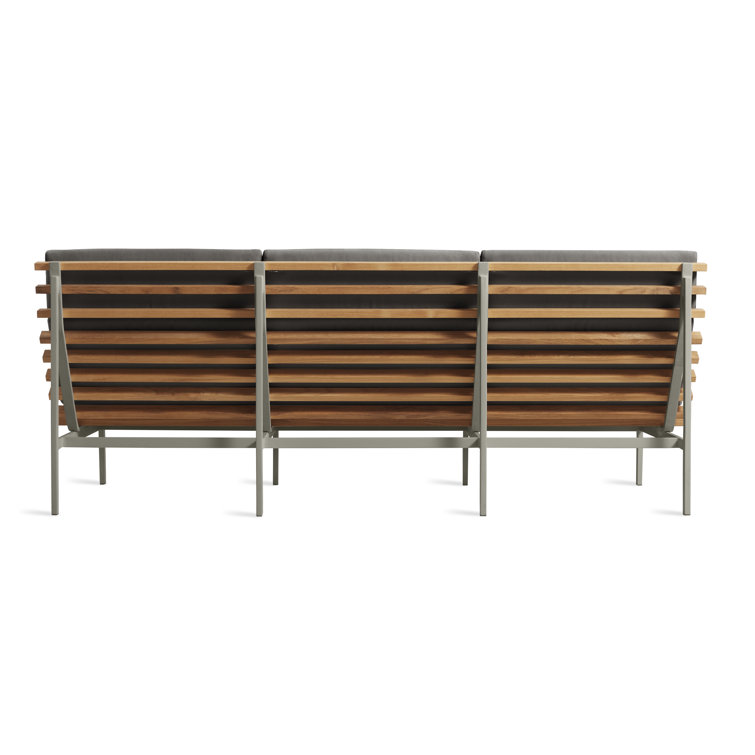 Riviera Elegance 88'' Matte White and Charcoal Teak Outdoor Sofa