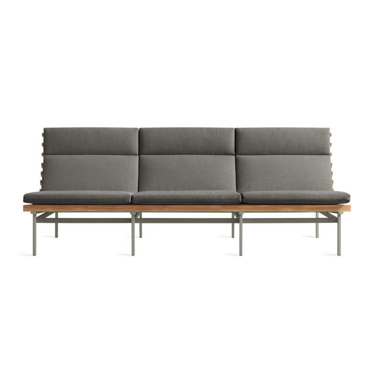 Riviera Elegance 88'' Matte White and Charcoal Teak Outdoor Sofa
