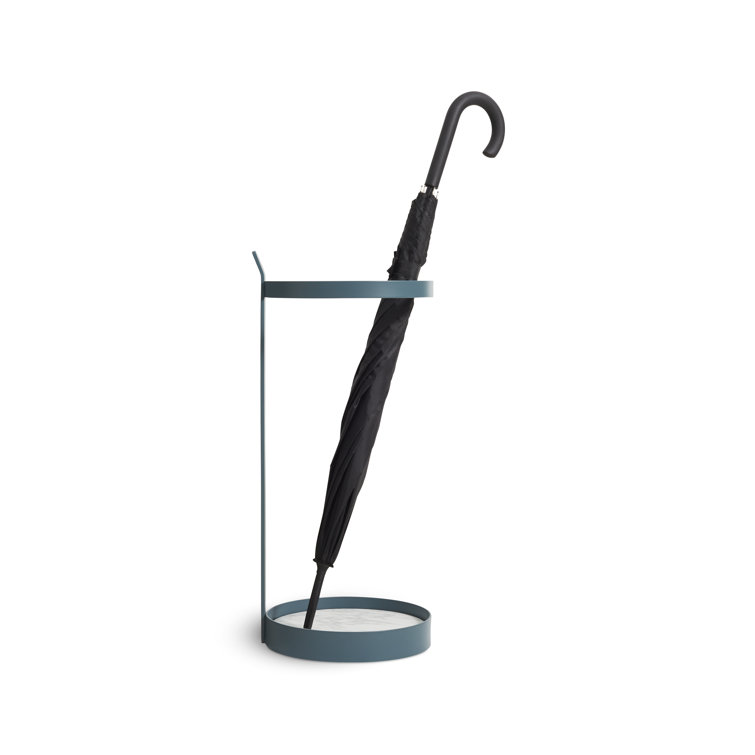Marine Blue Metal and Marble Umbrella Stand
