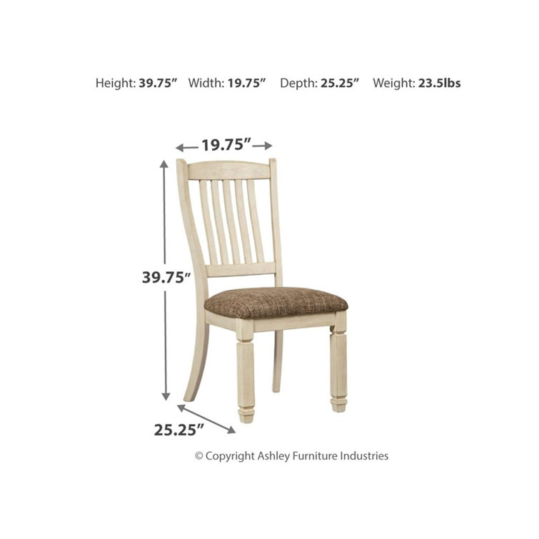 Antique White Linen Upholstered Side Chair with Weathered Oak Accents