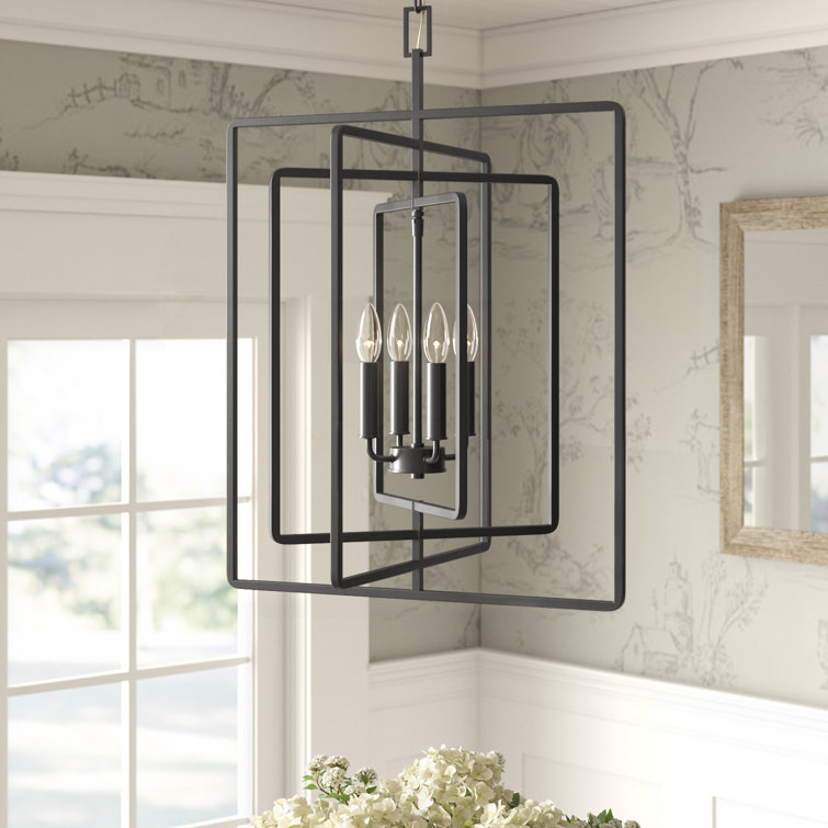 Aldren Oil-Rubbed Bronze 4-Light Geometric Chandelier