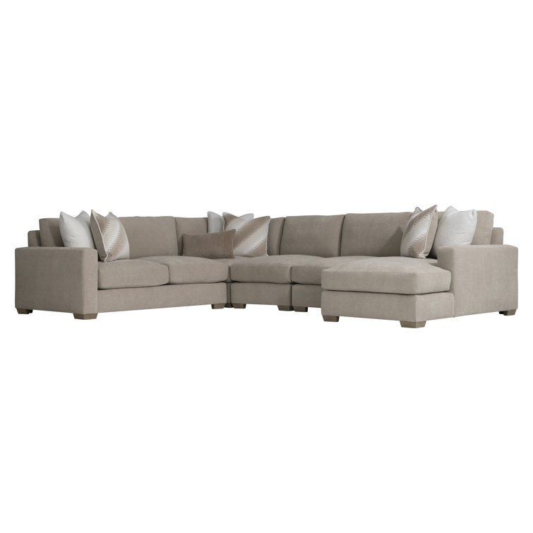 Beige Fabric Pillow Back Right Hand Facing Sectional Sofa