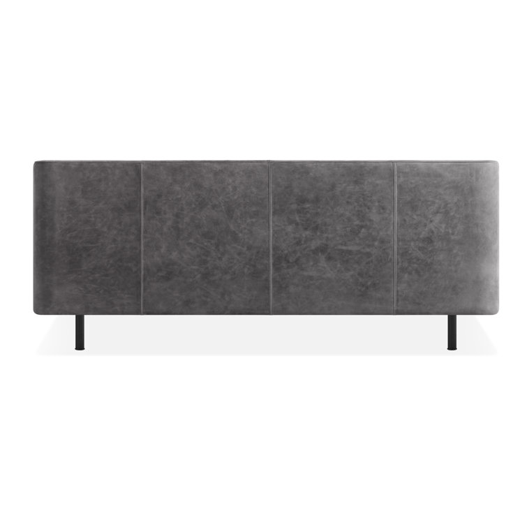 Slate Gray King Leather Upholstered Bed with Metal Frame