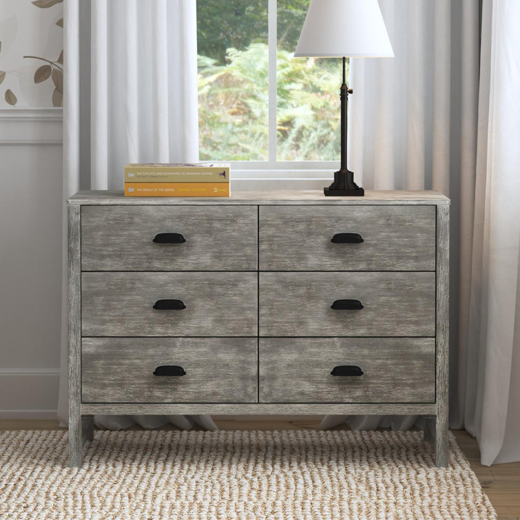 Cottage Grey Farmhouse 6-Drawer Double Dresser for Nursery