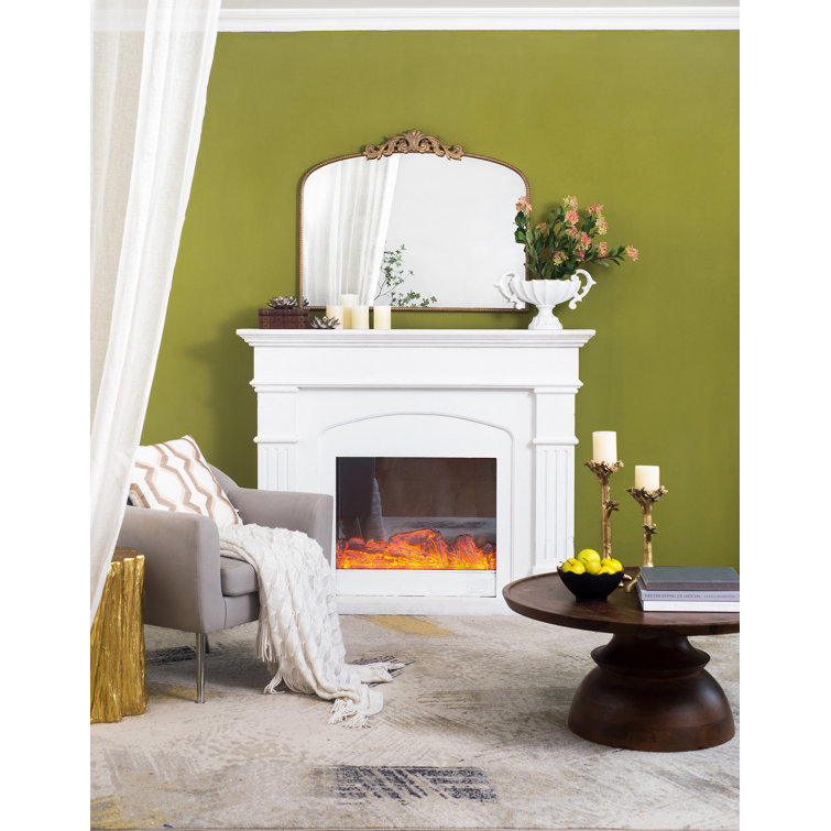 Gold Arch Crowned Top Wood Framed Wall Mirror