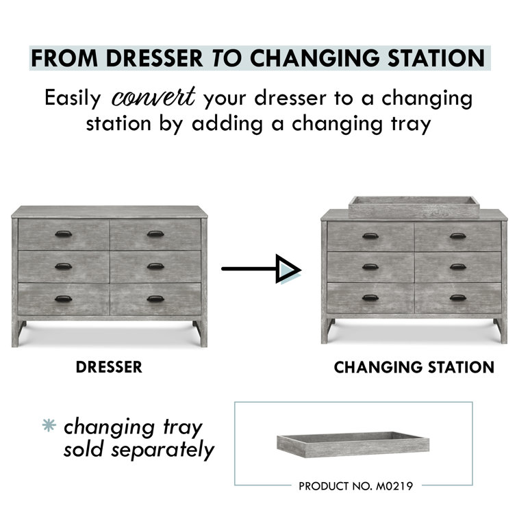 Cottage Grey Farmhouse 6-Drawer Double Dresser for Nursery