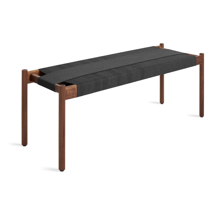 Walnut and Black Woven Paper Cord Bedroom Bench