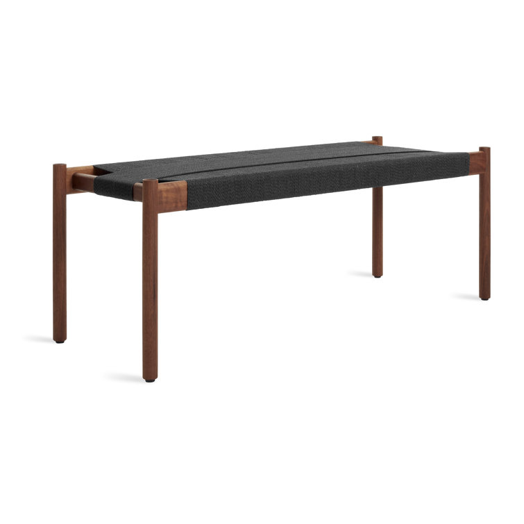 Walnut and Black Woven Paper Cord Bedroom Bench