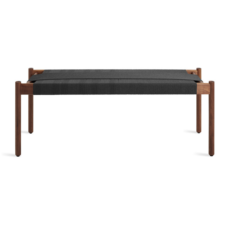 Walnut and Black Woven Paper Cord Bedroom Bench