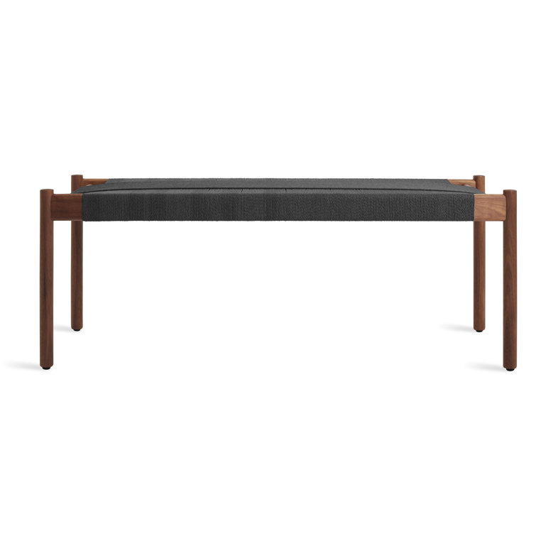 Walnut and Black Woven Paper Cord Bedroom Bench