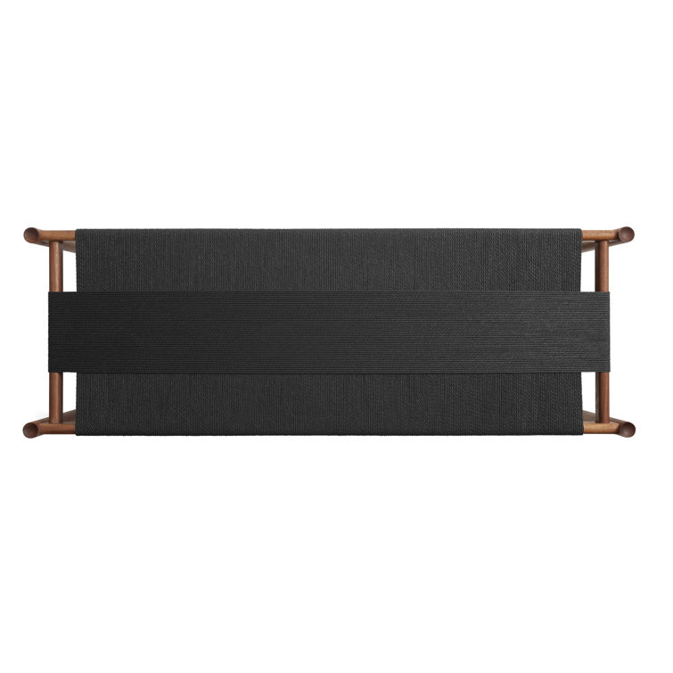 Walnut and Black Woven Paper Cord Bedroom Bench
