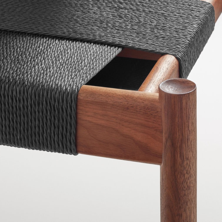 Walnut and Black Woven Paper Cord Bedroom Bench