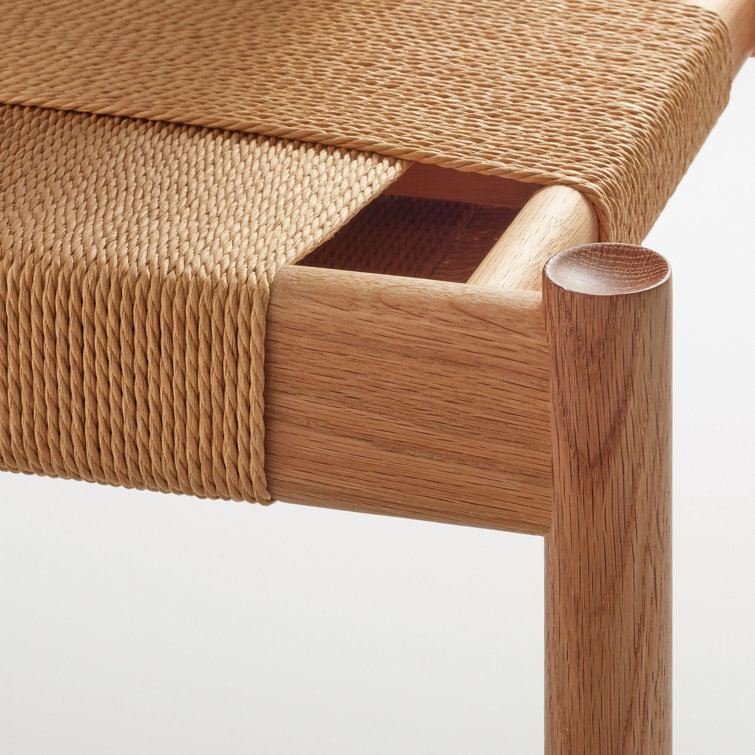 Elegant 48" White Oak Bench with Woven Cord Seating