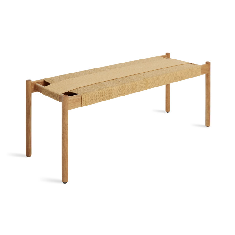 Elegant 48" White Oak Bench with Woven Cord Seating