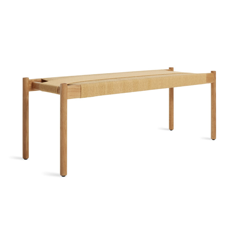 Elegant 48" White Oak Bench with Woven Cord Seating