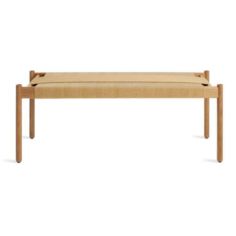 Elegant 48" White Oak Bench with Woven Cord Seating