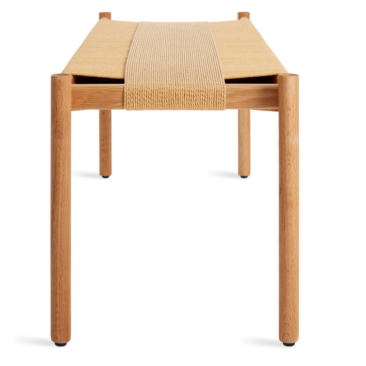 Elegant 48" White Oak Bench with Woven Cord Seating