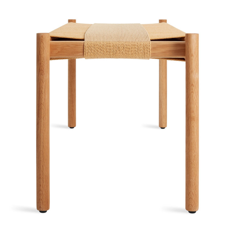 Elegant 48" White Oak Bench with Woven Cord Seating