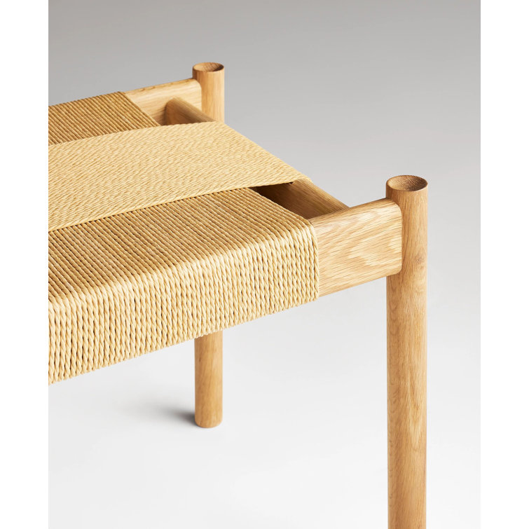 Elegant 48" White Oak Bench with Woven Cord Seating