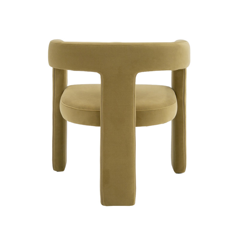 Tan Velvet Upholstered Dining Chair with Metal Legs