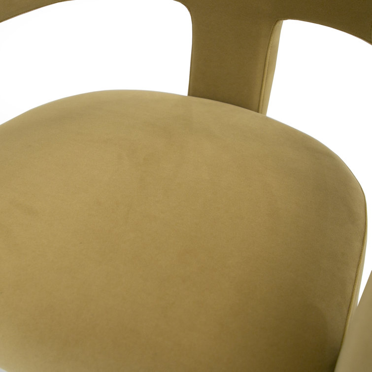 Tan Velvet Upholstered Dining Chair with Metal Legs
