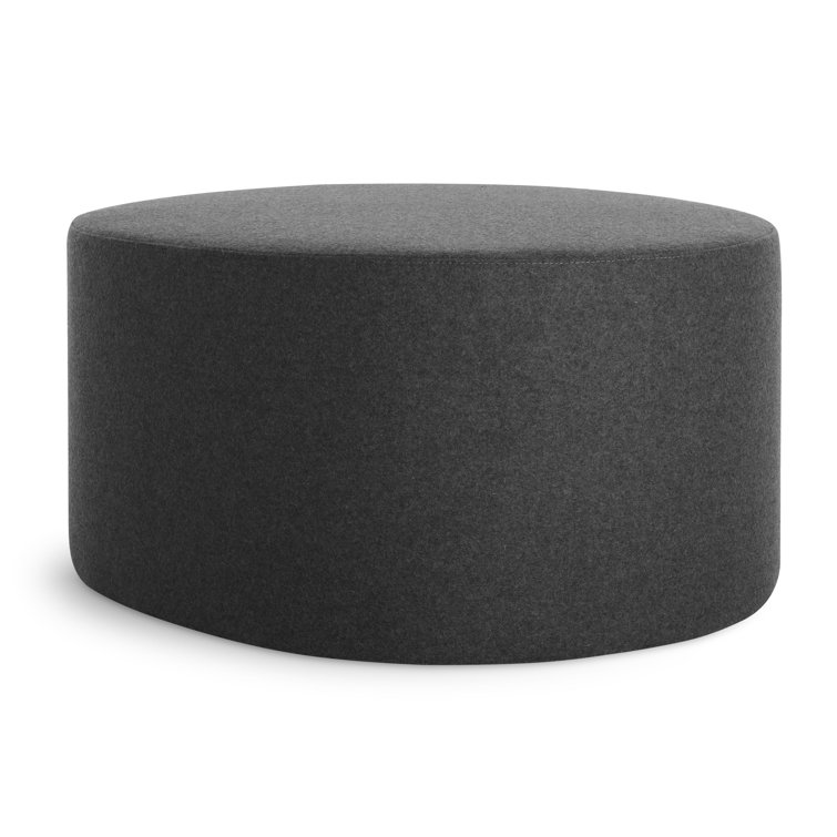 Large Charcoal Wool Blend Ottoman with Padded Wood Frame