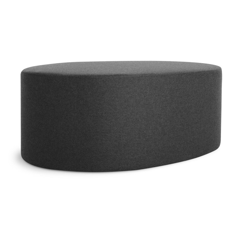 Large Charcoal Wool Blend Ottoman with Padded Wood Frame