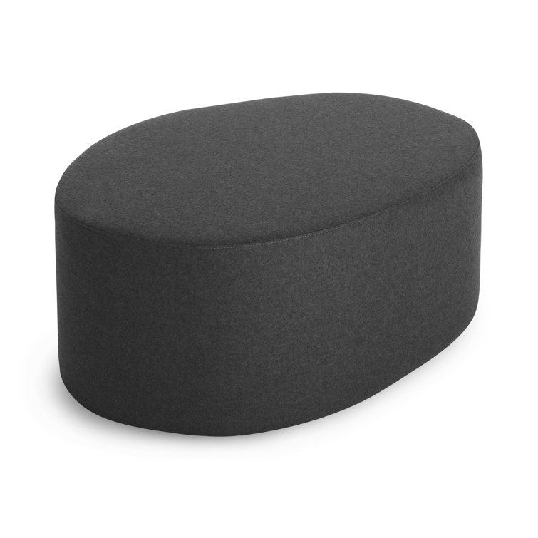 Large Charcoal Wool Blend Ottoman with Padded Wood Frame