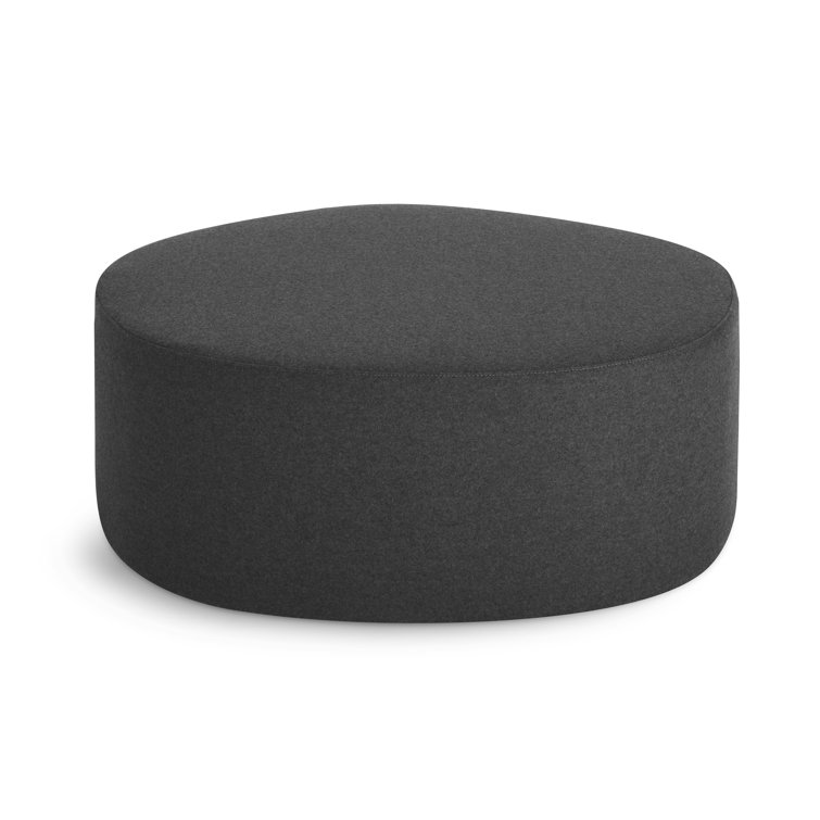Large Charcoal Wool Blend Ottoman with Padded Wood Frame