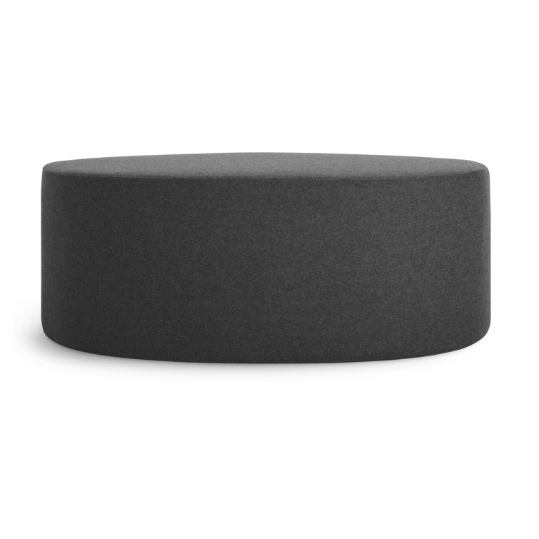Large Charcoal Wool Blend Ottoman with Padded Wood Frame