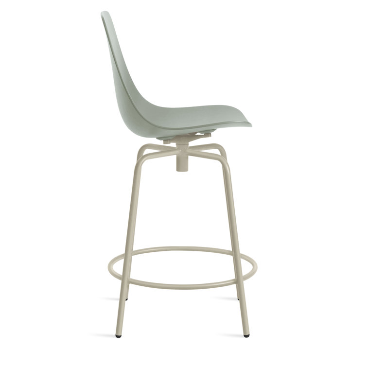 Gray Green Wood and Metal Swivel Counter Stool