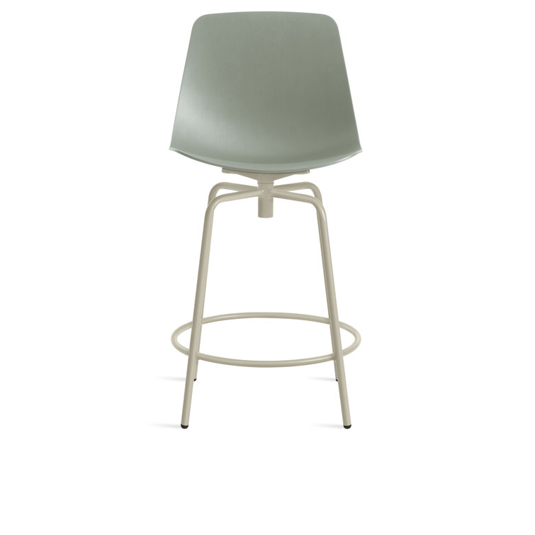 Gray Green Wood and Metal Swivel Counter Stool