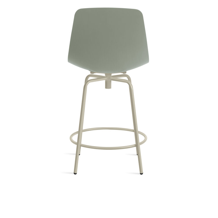 Gray Green Wood and Metal Swivel Counter Stool