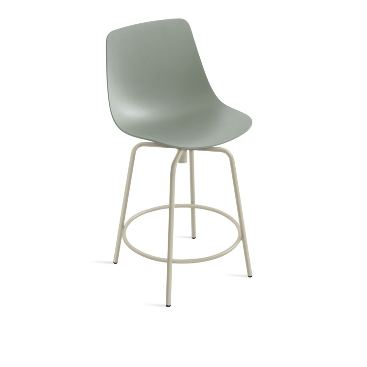Gray Green Wood and Metal Swivel Counter Stool
