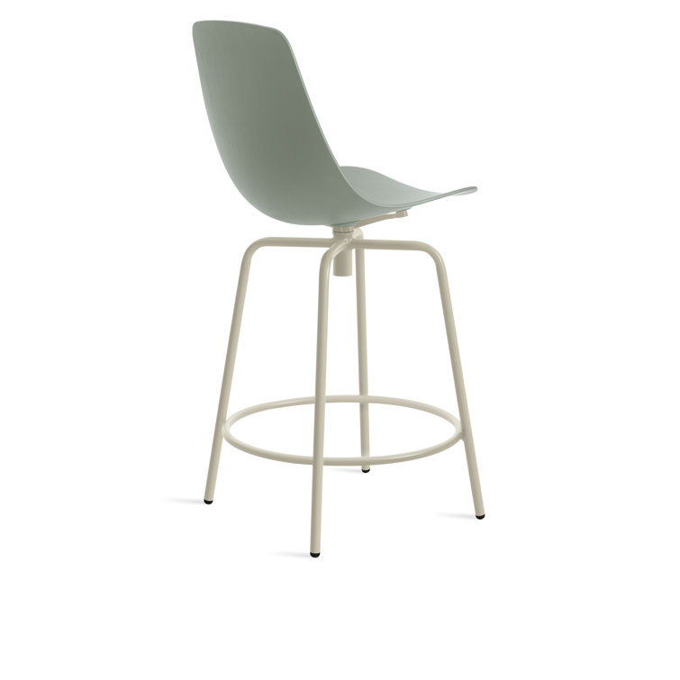 Gray Green Wood and Metal Swivel Counter Stool