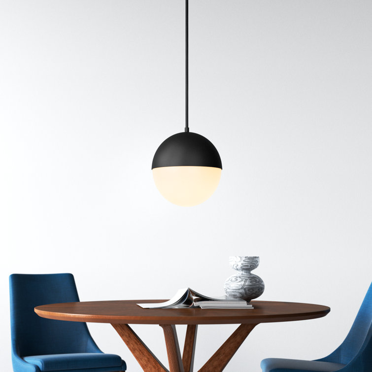Half Moon 11.75" Satin White Glass & Black Nickel LED Island Pendant