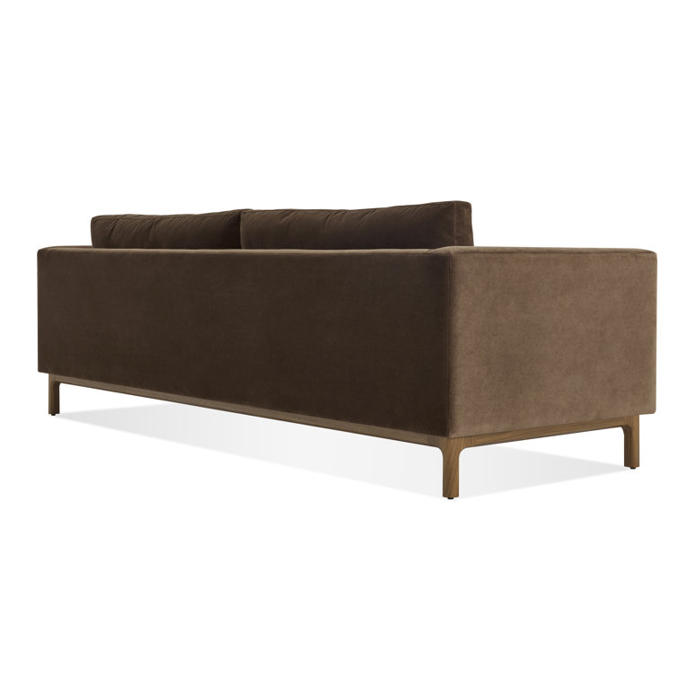 Coffee Velvet and Walnut 96" Round Arm Sofa