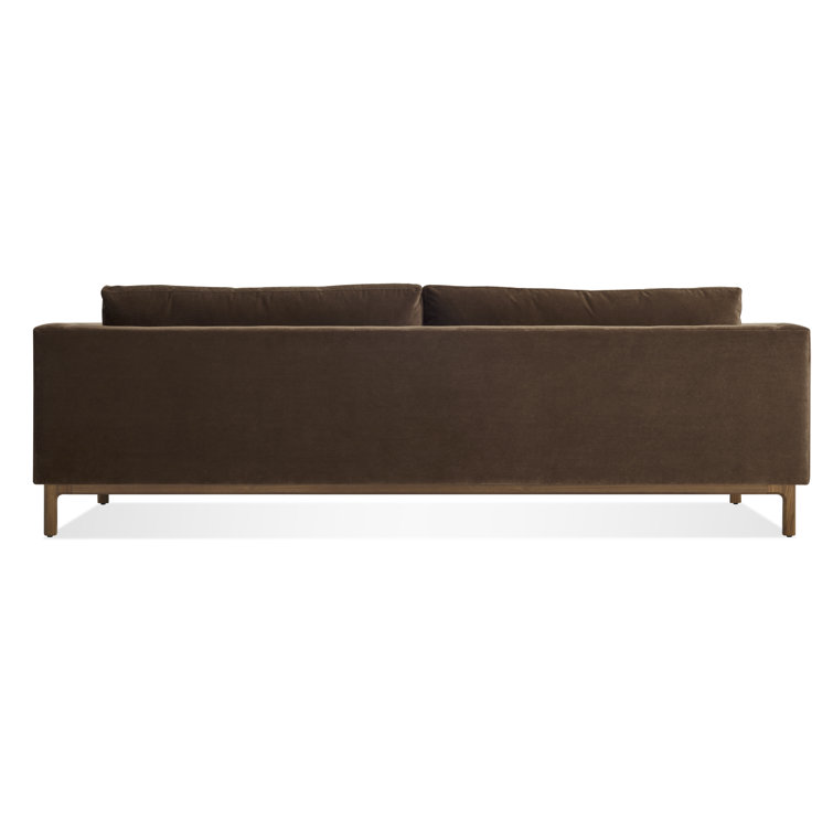 Coffee Velvet and Walnut 96" Round Arm Sofa