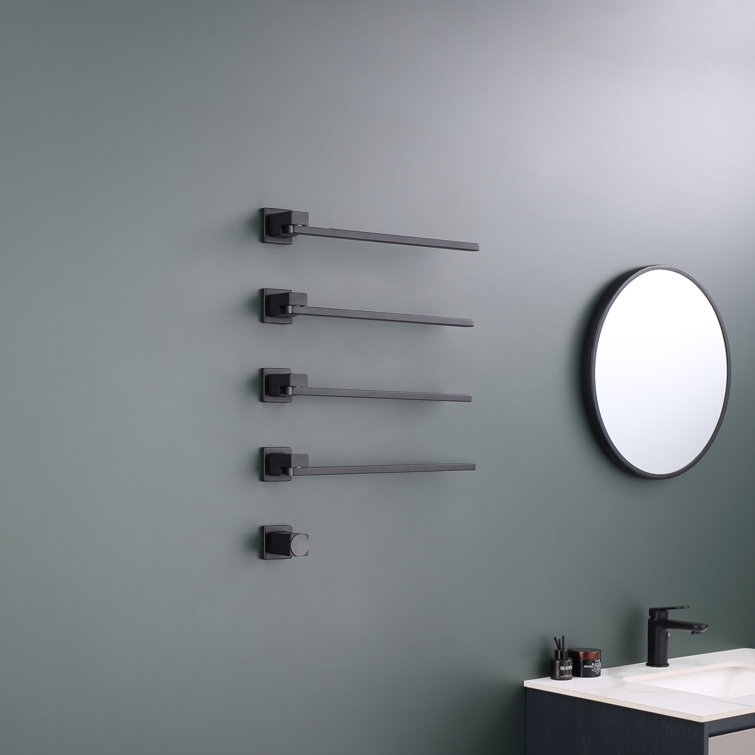 Matte Black Wall Mounted 4-Bar Towel Warmer