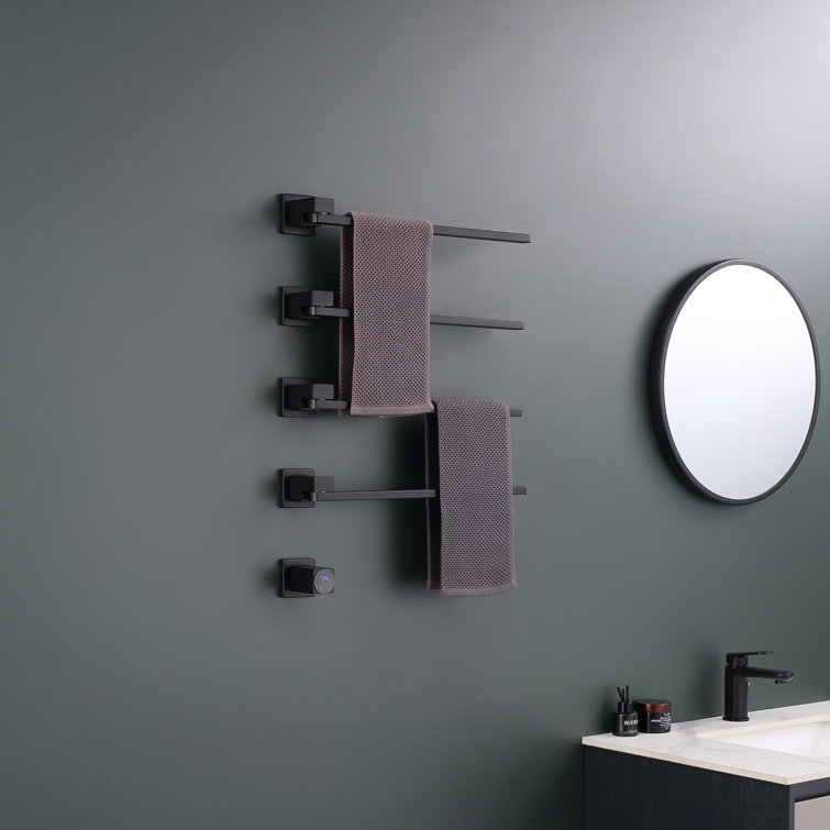 Matte Black Wall Mounted 4-Bar Towel Warmer