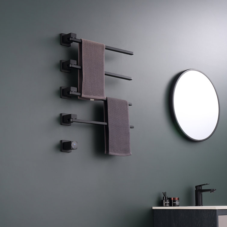 Matte Black Wall Mounted 4-Bar Towel Warmer