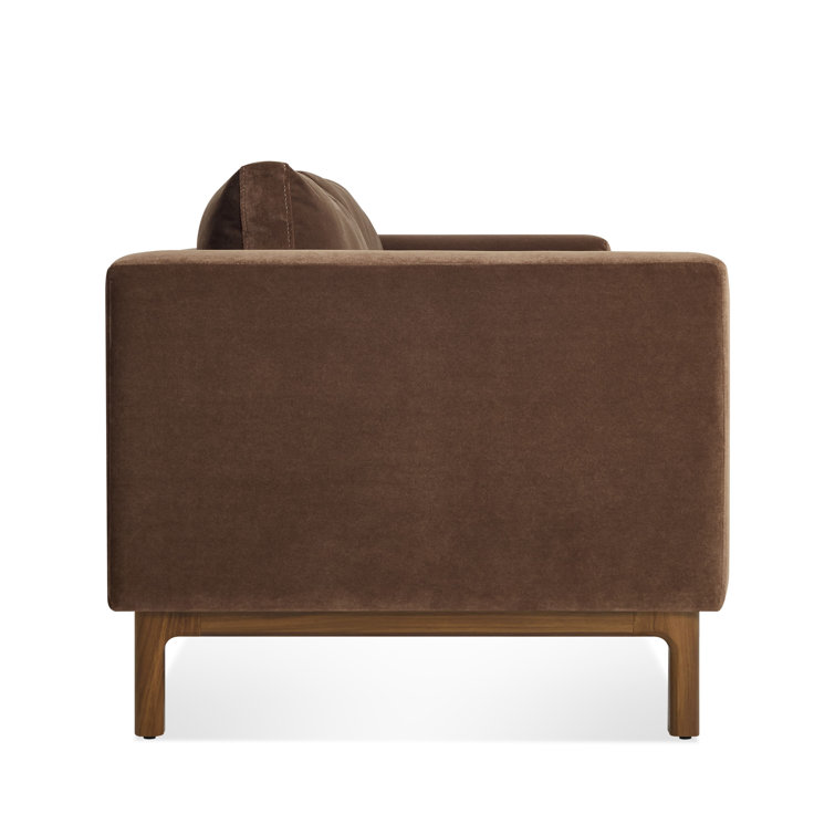 Coffee Velvet and Walnut 96" Round Arm Sofa
