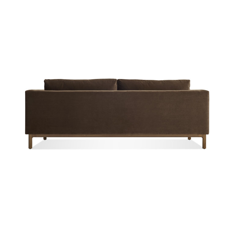 Coffee Velvet and Walnut 96" Round Arm Sofa