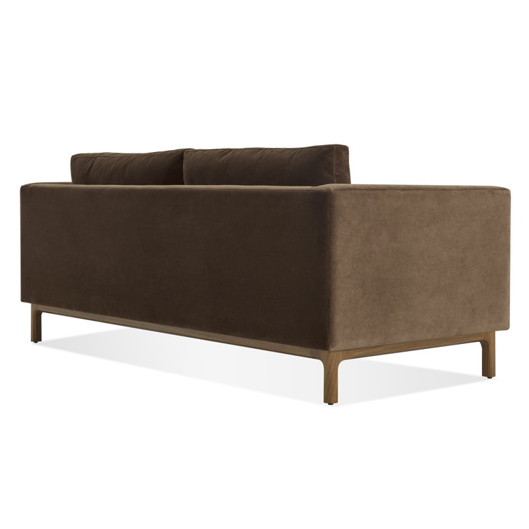 Coffee Velvet and Walnut 96" Round Arm Sofa