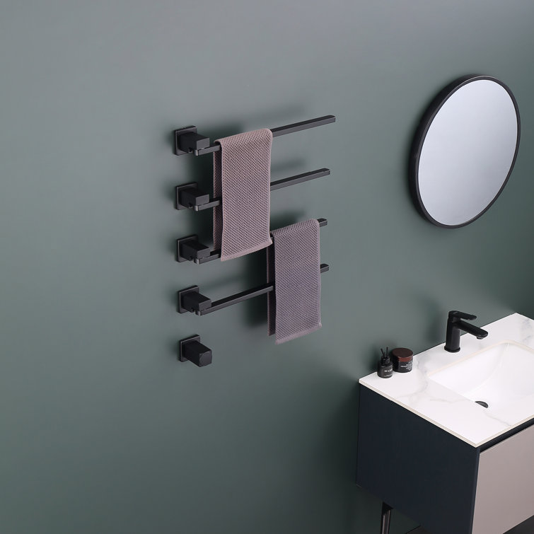 Matte Black Wall Mounted 4-Bar Towel Warmer
